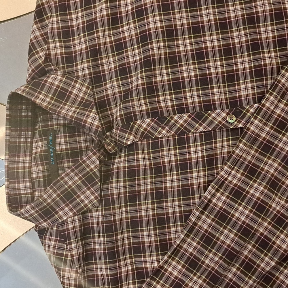 Zachary Prell, Size XXL, Purple/Blue Plaid, Long Sleeve Casual Shirt, 26" P2P